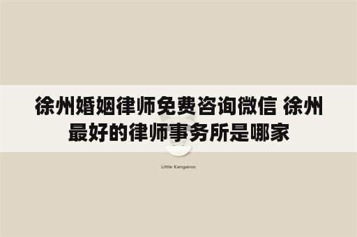 徐州婚姻律师免费咨询微信 徐州最好的律师事务所是哪家